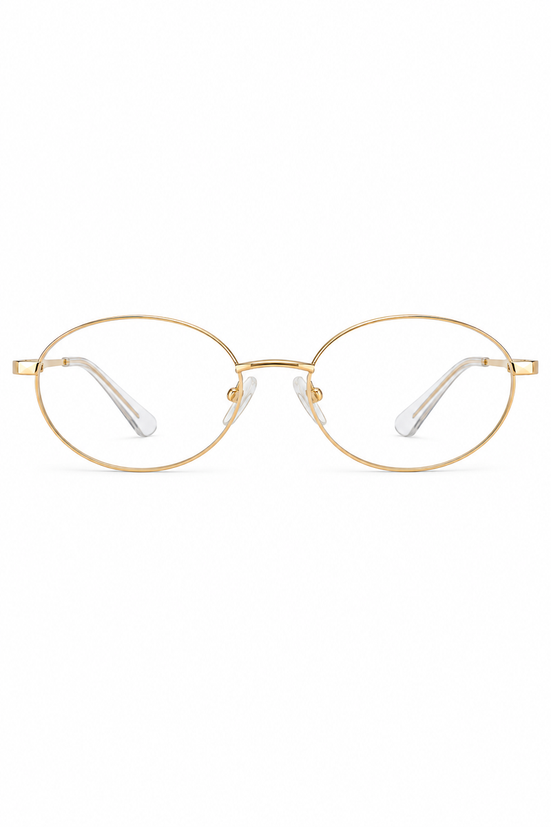 Armação Yara 2.0 Dourada + lentes antirreflexo + blue até 4 graus (longe ou perto)