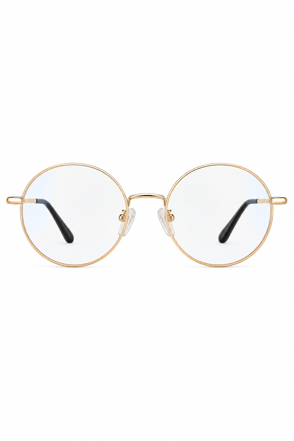 Armação Liam redonda Dourada + lentes antirreflexo + blue até 4 graus (longe ou perto)