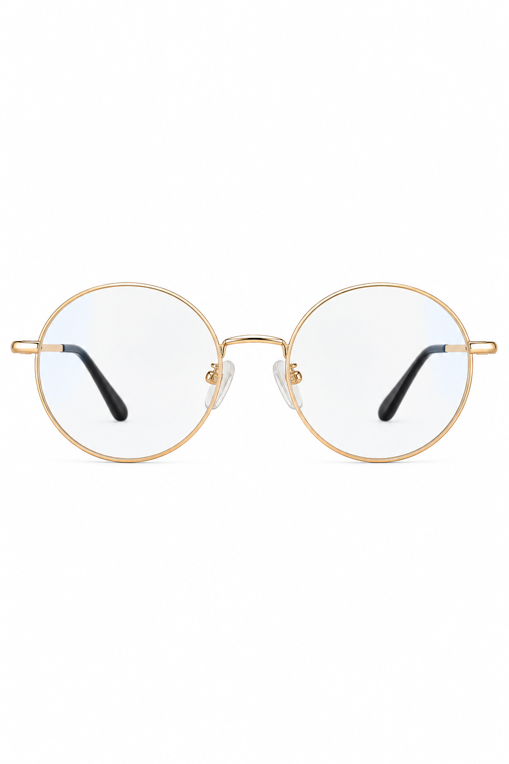 Armação Liam redonda Dourada + lentes antirreflexo + blue até 4 graus (longe ou perto)